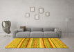 Machine Washable Abstract Yellow Modern Rug in a Living Room, wshabs2384yw