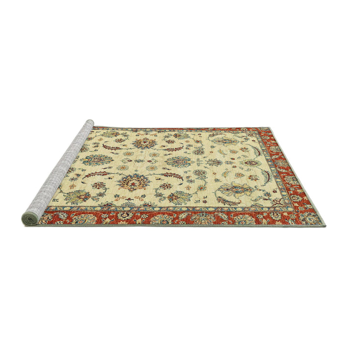 Sideview of Machine Washable Abstract Gold Brown Rug, wshabs2385