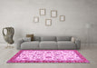 Machine Washable Oriental Pink Traditional Rug in a Living Room, wshabs2385pnk