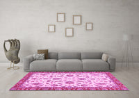 Machine Washable Oriental Pink Traditional Rug, wshabs2385pnk