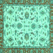 Square Machine Washable Oriental Turquoise Traditional Area Rugs, wshabs2385turq