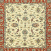 Square Abstract Gold Brown Oriental Rug, abs2385