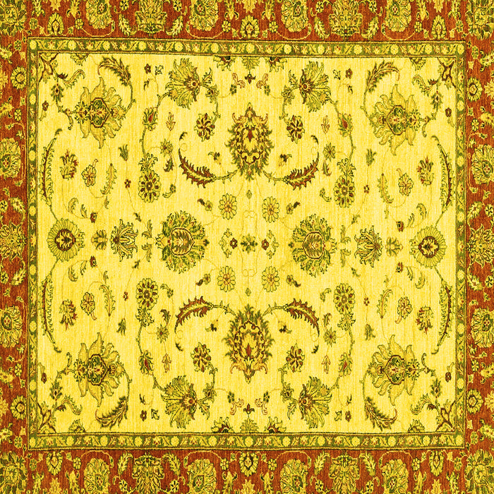 Square Machine Washable Oriental Yellow Traditional Rug, wshabs2385yw