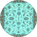 Round Oriental Light Blue Traditional Rug, abs2385lblu