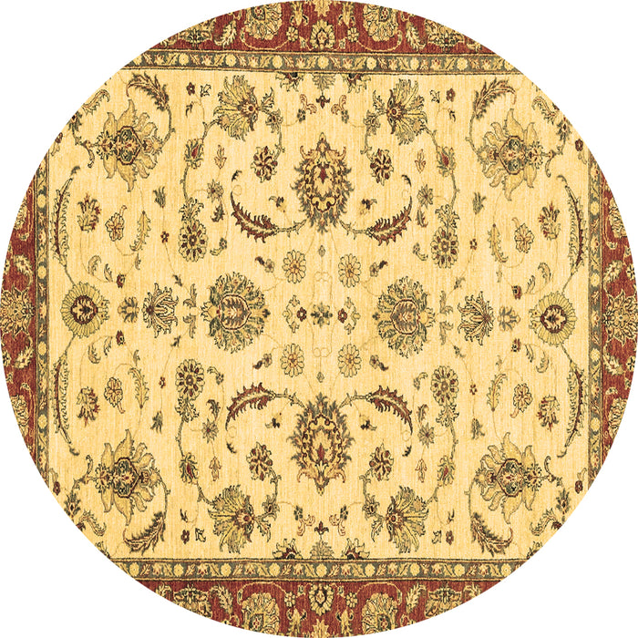 Round Machine Washable Oriental Brown Traditional Rug, wshabs2385brn