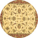 Round Machine Washable Oriental Brown Traditional Rug, wshabs2385brn