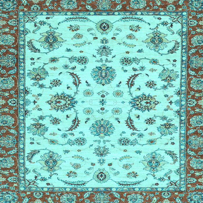Square Machine Washable Oriental Light Blue Traditional Rug, wshabs2385lblu