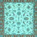 Square Machine Washable Oriental Light Blue Traditional Rug, wshabs2385lblu