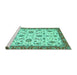 Sideview of Machine Washable Oriental Turquoise Traditional Area Rugs, wshabs2385turq