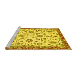 Sideview of Machine Washable Oriental Yellow Traditional Rug, wshabs2385yw