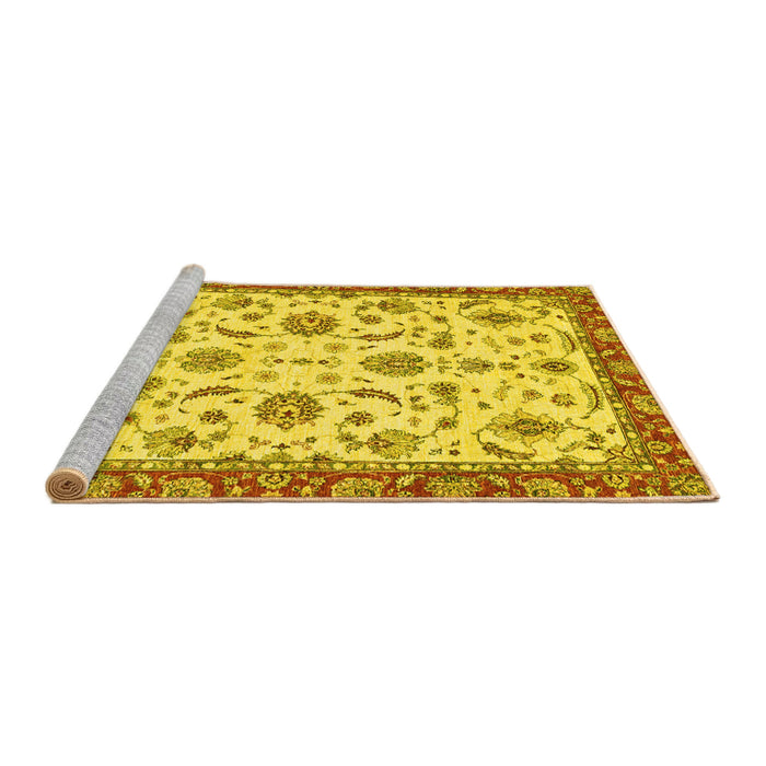 Sideview of Machine Washable Oriental Yellow Traditional Rug, wshabs2385yw