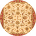 Round Oriental Orange Traditional Rug, abs2385org