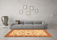 Machine Washable Oriental Orange Traditional Rug, wshabs2385org