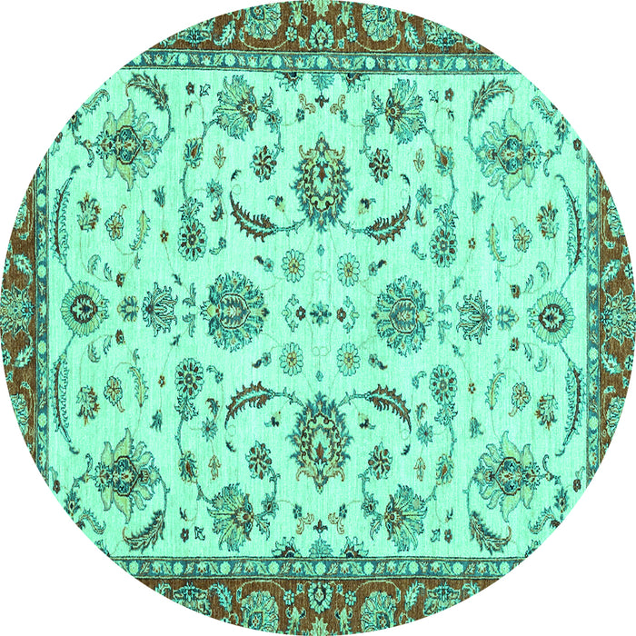 Round Oriental Turquoise Traditional Rug, abs2385turq