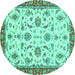 Round Oriental Turquoise Traditional Rug, abs2385turq