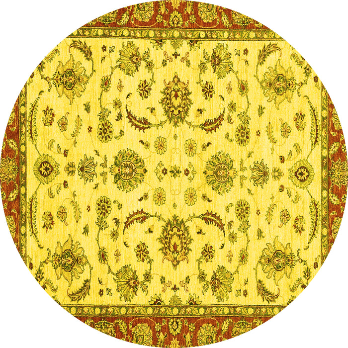 Round Oriental Yellow Traditional Rug, abs2385yw