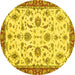 Round Oriental Yellow Traditional Rug, abs2385yw