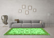 Machine Washable Oriental Green Traditional Area Rugs in a Living Room,, wshabs2385grn