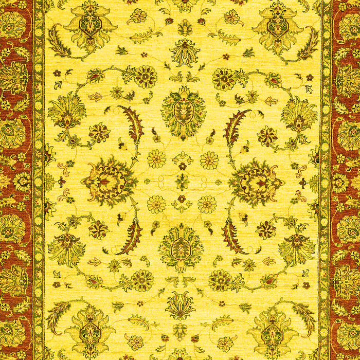 Machine Washable Oriental Yellow Traditional Rug, wshabs2385yw