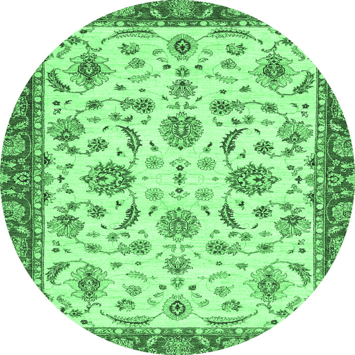 Round Oriental Emerald Green Traditional Rug, abs2385emgrn