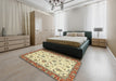 Machine Washable Abstract Gold Brown Rug in a Bedroom, wshabs2385