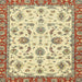 Square Machine Washable Abstract Gold Brown Rug, wshabs2385