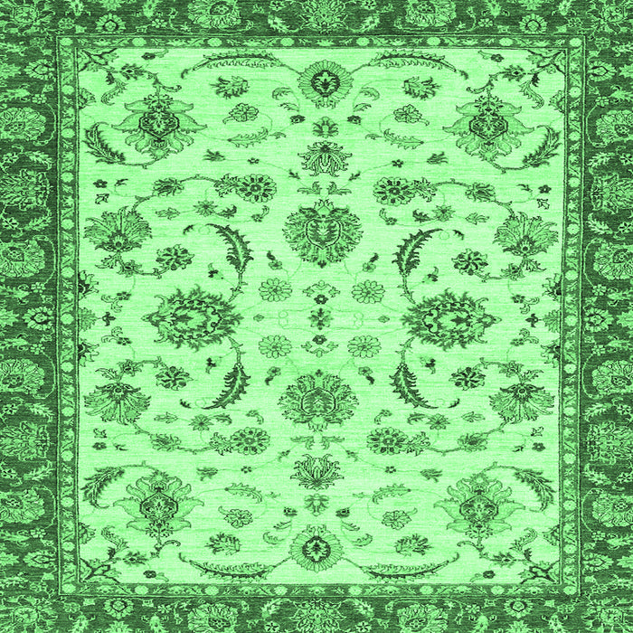 Square Machine Washable Oriental Emerald Green Traditional Area Rugs, wshabs2385emgrn