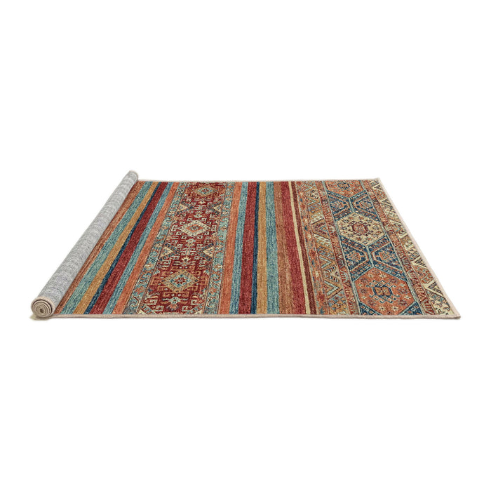 Sideview of Machine Washable Abstract Camel Brown Rug, wshabs2386