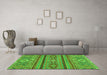 Machine Washable Abstract Green Modern Area Rugs in a Living Room,, wshabs2386grn