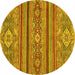 Round Machine Washable Abstract Yellow Modern Rug, wshabs2386yw