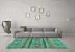 Machine Washable Abstract Turquoise Modern Area Rugs in a Living Room,, wshabs2386turq