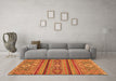 Machine Washable Abstract Orange Modern Area Rugs in a Living Room, wshabs2386org