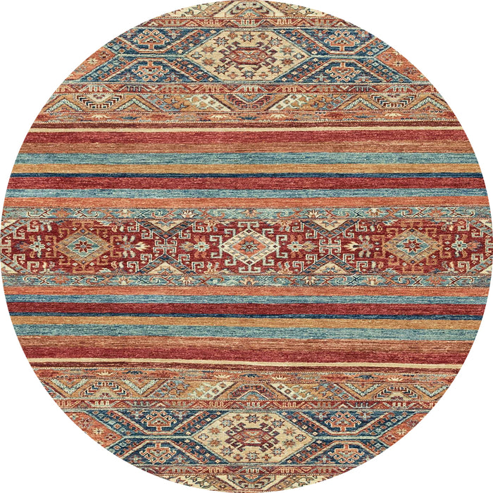 Round Machine Washable Abstract Camel Brown Rug, wshabs2386