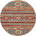 Round Machine Washable Abstract Camel Brown Rug, wshabs2386