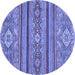 Round Machine Washable Abstract Blue Modern Rug, wshabs2386blu