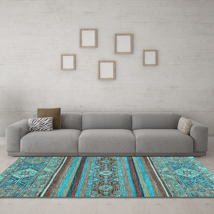 Machine Washable Abstract Light Blue Modern Rug in a Living Room, wshabs2386lblu