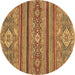 Round Abstract Brown Modern Rug, abs2386brn