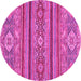 Round Machine Washable Abstract Pink Modern Rug, wshabs2386pnk