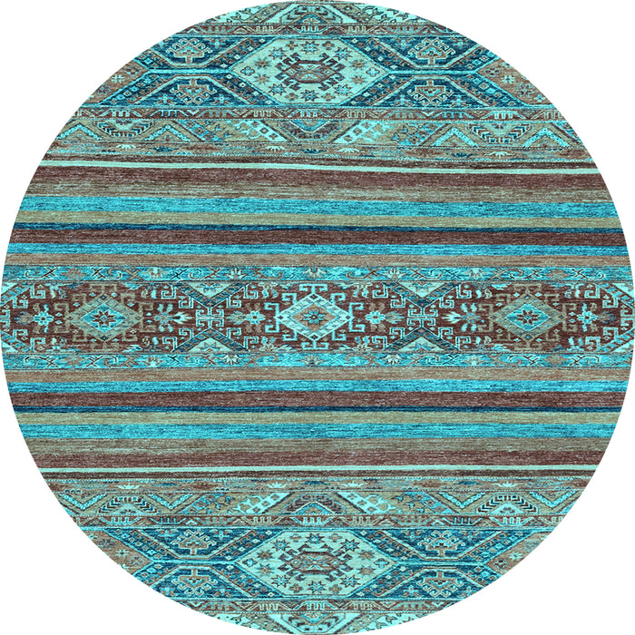Round Abstract Light Blue Modern Rug, abs2386lblu