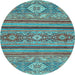 Round Abstract Light Blue Modern Rug, abs2386lblu