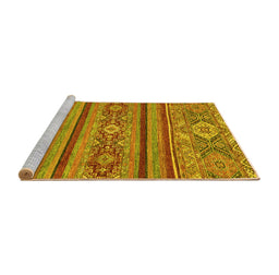 Sideview of Machine Washable Abstract Yellow Modern Rug, wshabs2386yw
