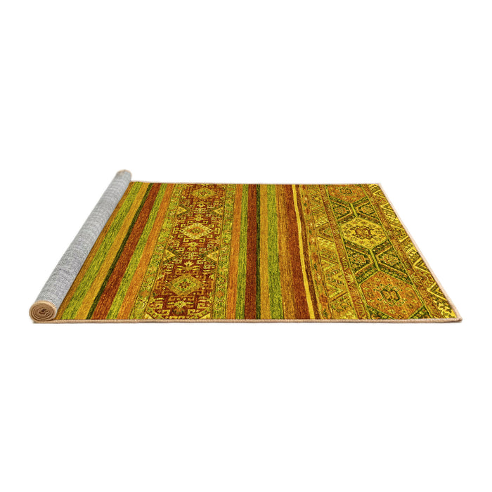 Sideview of Machine Washable Abstract Yellow Modern Rug, wshabs2386yw