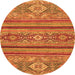 Round Abstract Orange Modern Rug, abs2386org