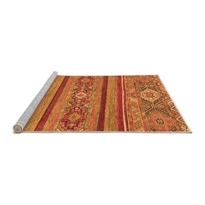 Sideview of Machine Washable Abstract Orange Modern Area Rugs, wshabs2386org