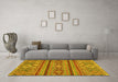 Machine Washable Abstract Yellow Modern Rug in a Living Room, wshabs2386yw