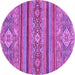 Round Machine Washable Abstract Purple Modern Area Rugs, wshabs2386pur