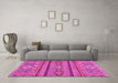 Machine Washable Abstract Pink Modern Rug in a Living Room, wshabs2386pnk