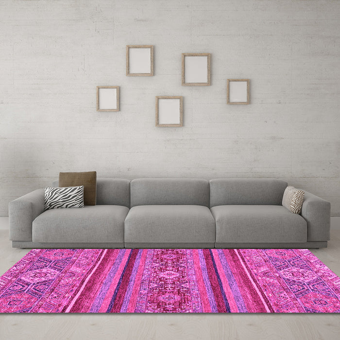 Machine Washable Abstract Pink Modern Rug in a Living Room, wshabs2386pnk