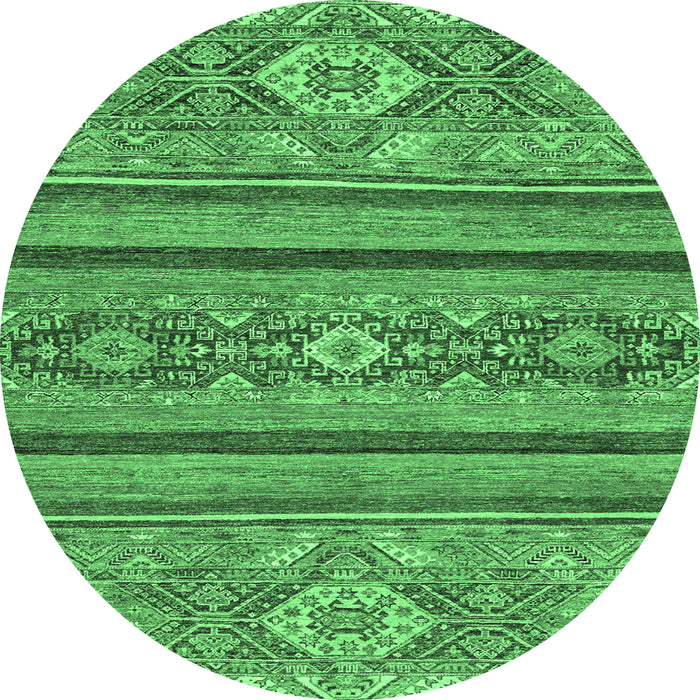 Round Abstract Emerald Green Modern Rug, abs2386emgrn