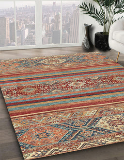 Machine Washable Abstract Camel Brown Rug in a Family Room, wshabs2386
